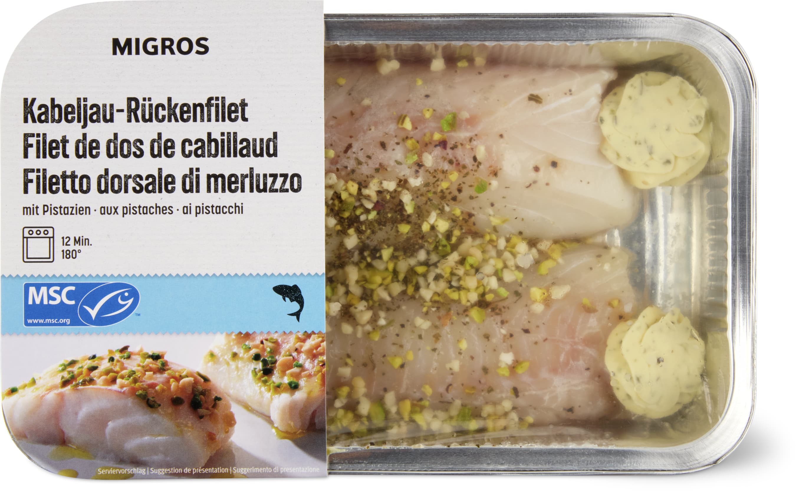 Migros Filetto dorsale di merluzzo Mandorle e pistacchio 360g